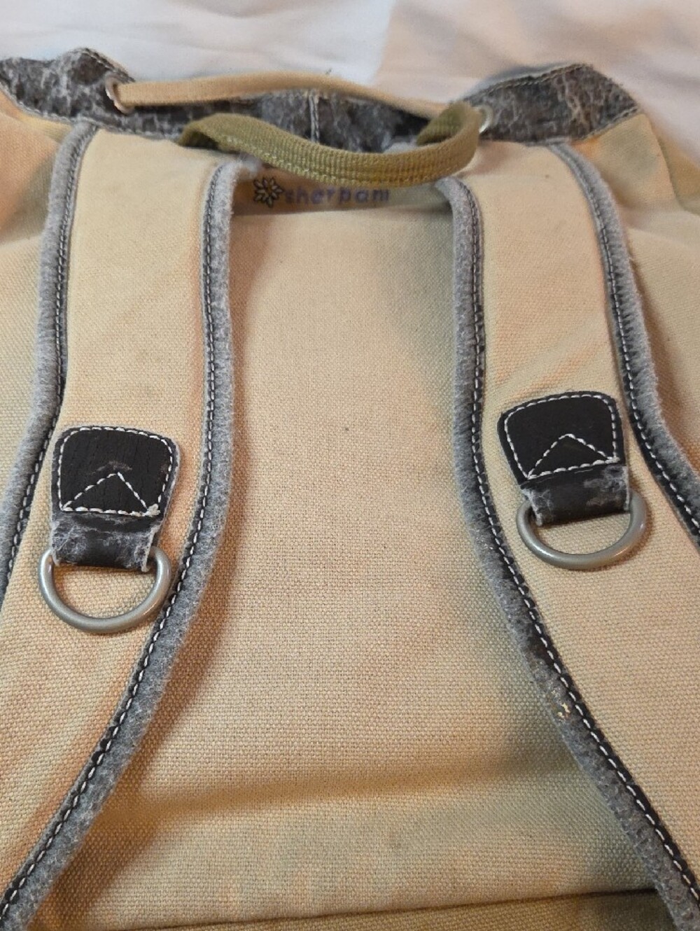 Canvas Tree-Print Drawstring Backpack - Beige - Picture 8 of 13